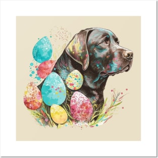 Brown Chocolate Labrador Retriever Easter Egg Spring Floral Watercolor Painting Dog Lover Art Posters and Art